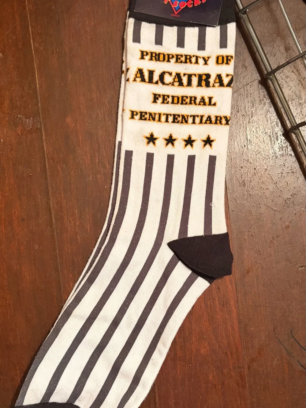 Alcatraz Federal Crew Socks - Black, White & Gold